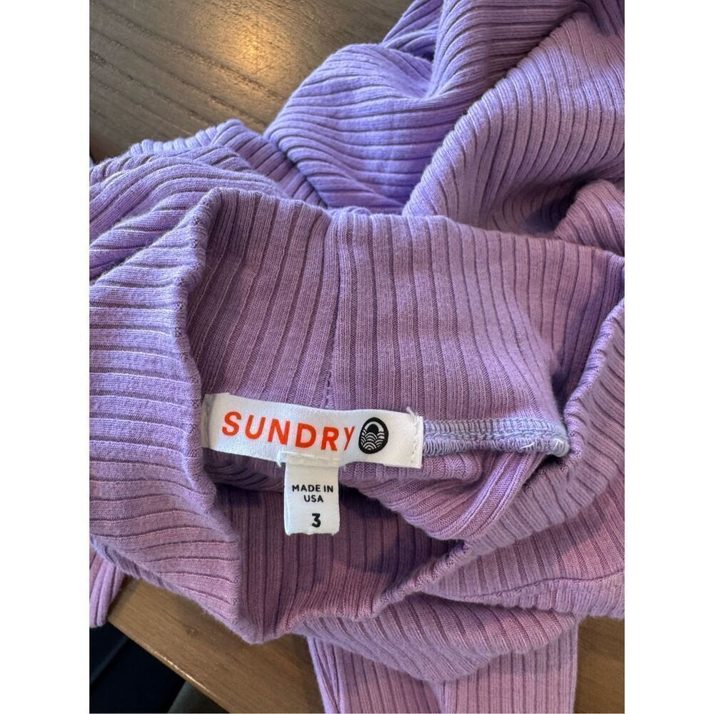 Sundry Ribbed Turtleneck Sweater 3 Large NWOT Purple Lavender Knit Mock Neck Top - Picture 6 of 6
